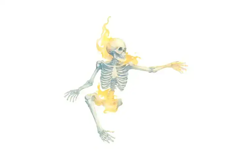 Skeleton Suffering Burning In Hell