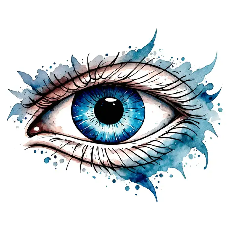 Men Evil Eye Chest Tattoo On Left Side