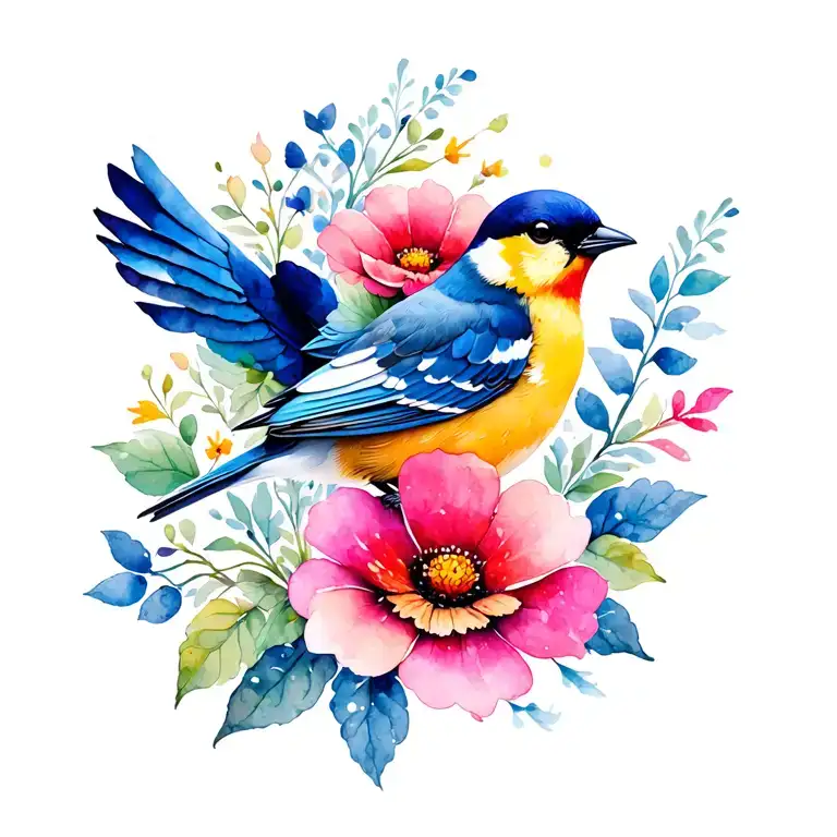 Bird With Flowers