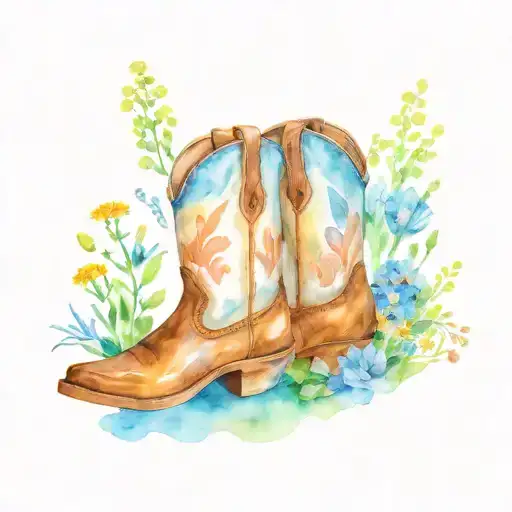 Cowboy Boots With Wildflowers Growing Out Of Them