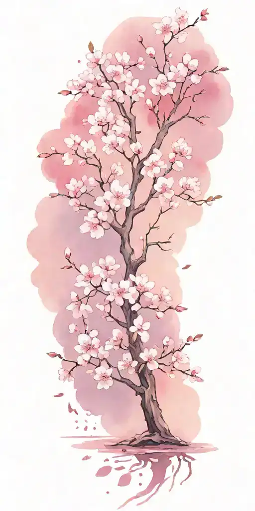 Cherry Blossom Tree With Falling Pedals