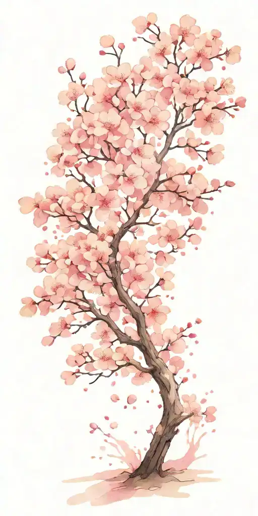 Cherry Blossom Tree With Falling Pedals