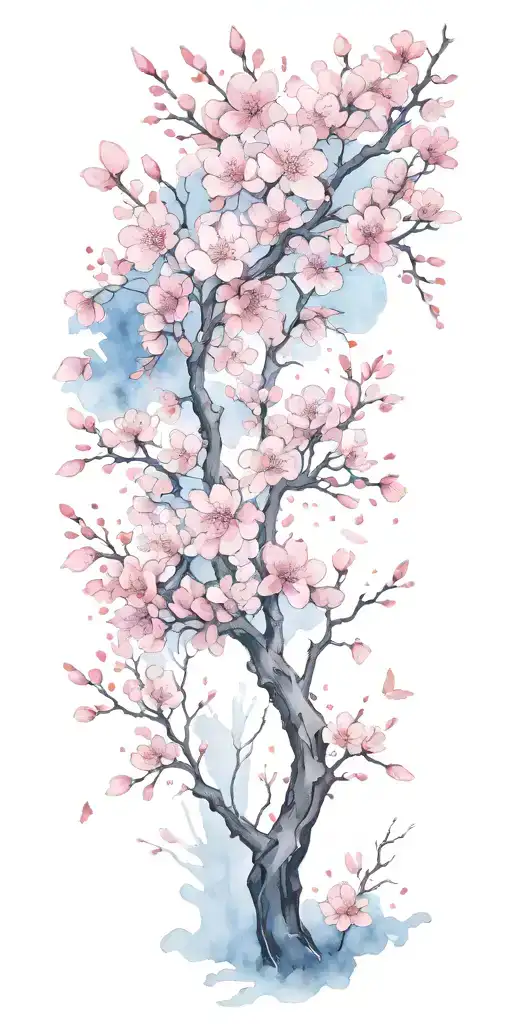 Cherry Blossom Tree With Falling Pedals