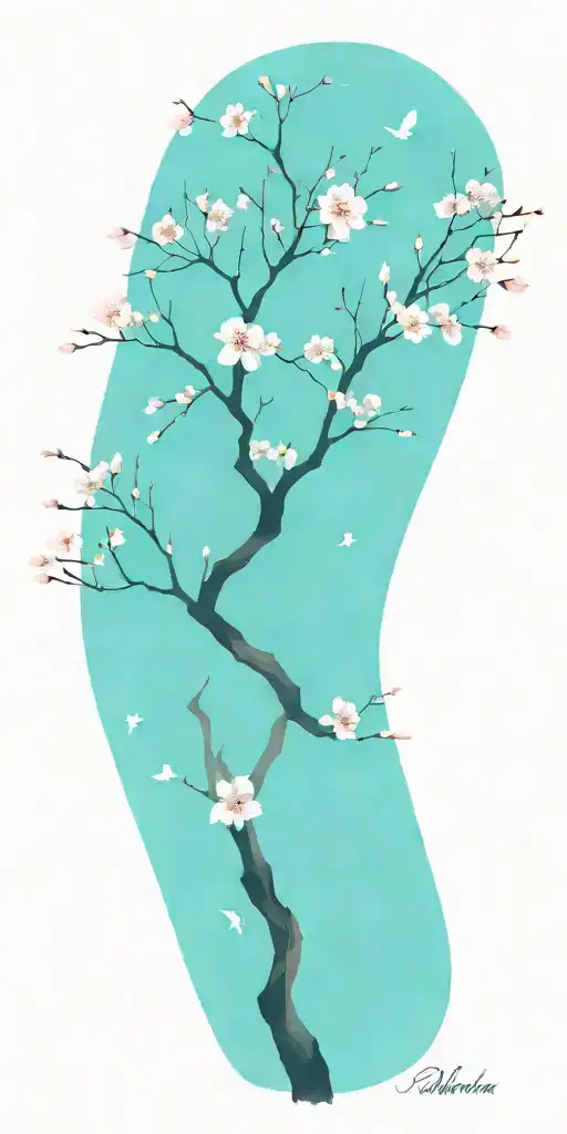 Cherry Blossom Tree With Falling Pedals