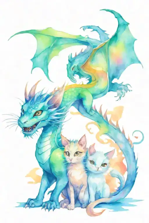 Dragon And Cats