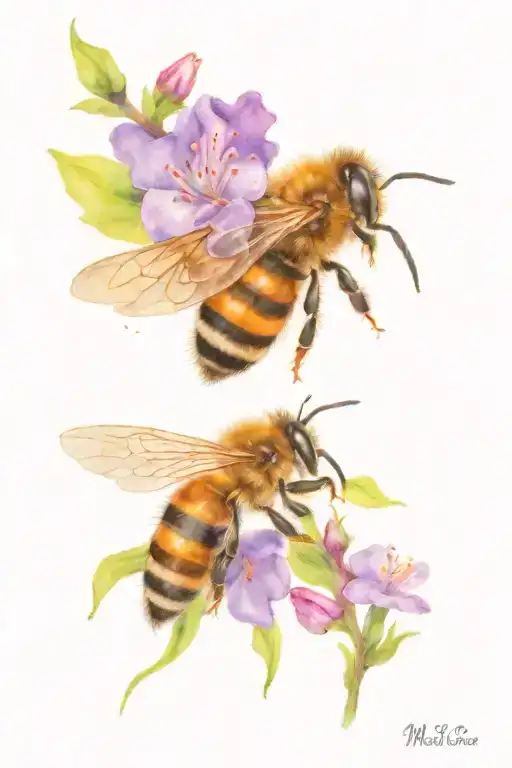 Honey Bee Flying On Melissa