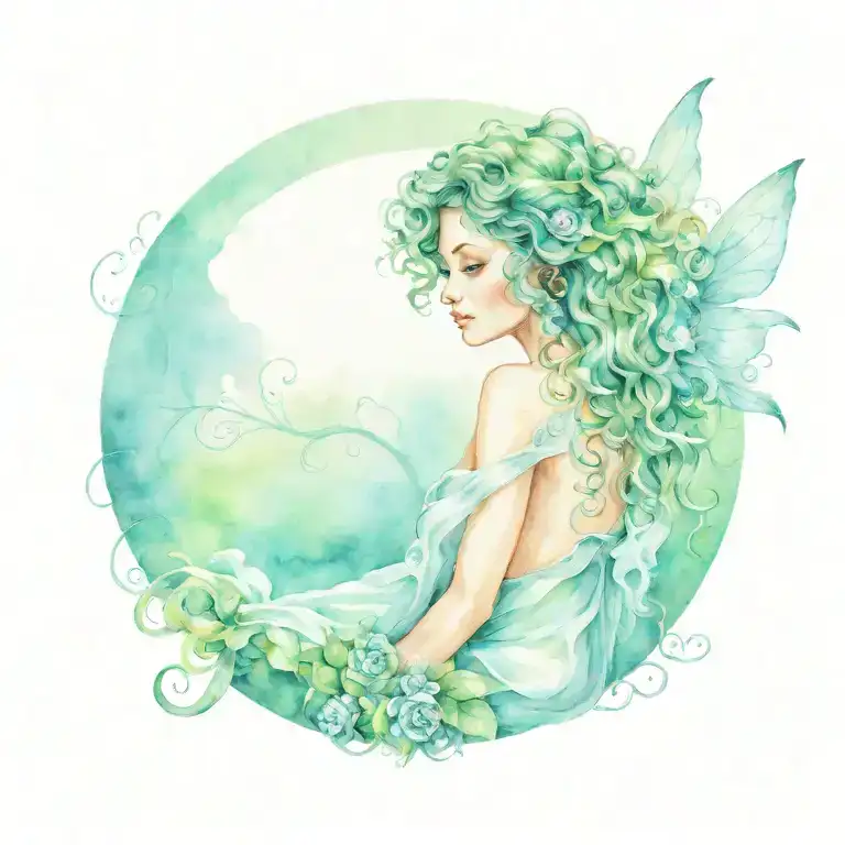 Fairy With Curly Hair With Her Back To Us