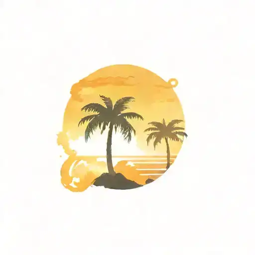 Black Palm Tree With Sunset Mickey Mouse Background