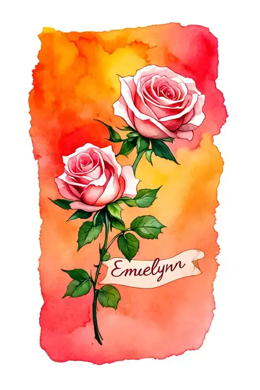 Rose With The Name Emelynn On The Stem Wrapped