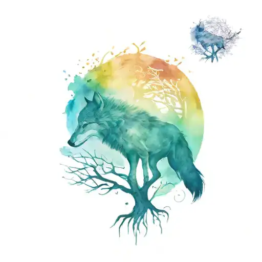 Tree Of Life And Wolf
