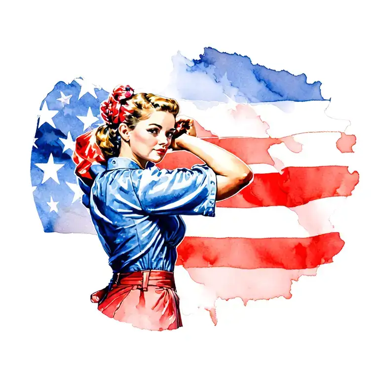 Rosie The Riveter American Flag