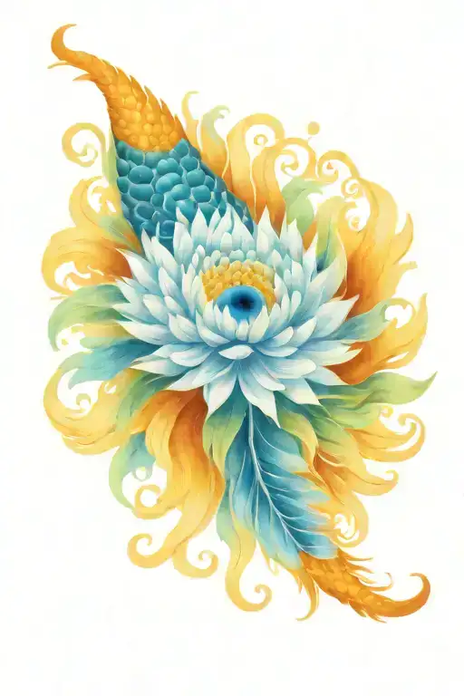 Chrysanthemum Koi Fish Peacock Feather With Eye