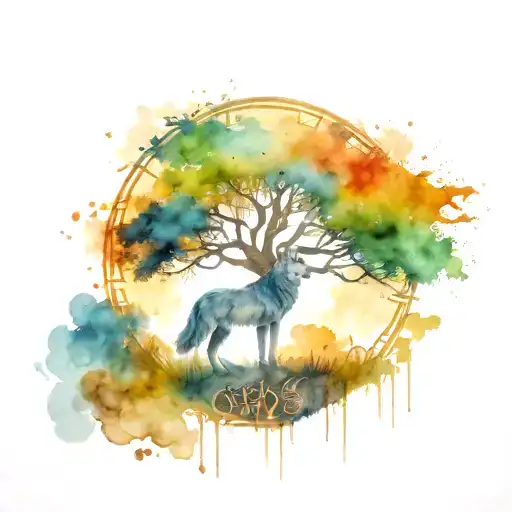 Tree Of Life And Wolf