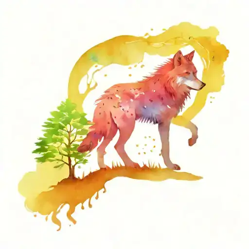 Wolf Under The Tree Of Life