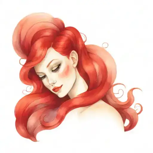 Aries Woman Mermaid Details With Red Hair