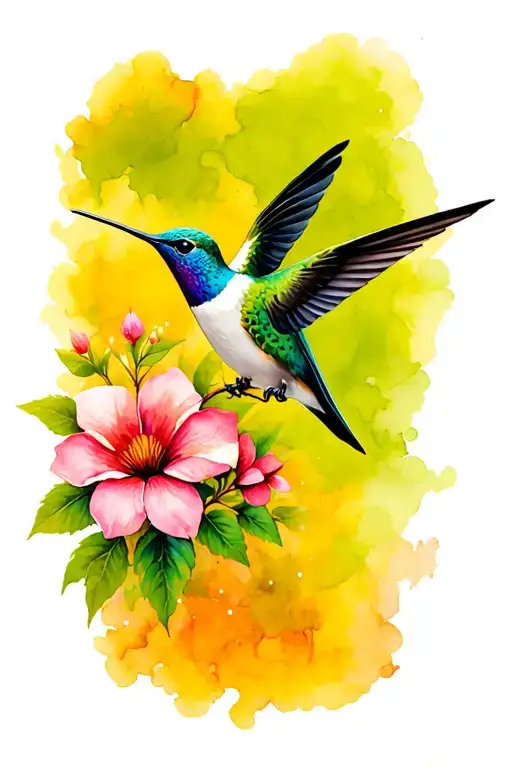 Hummingbird With Flowers
