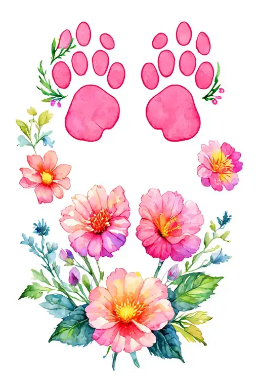 15 Cat Paws 5 Dog Paws With Silent Princess Flowers