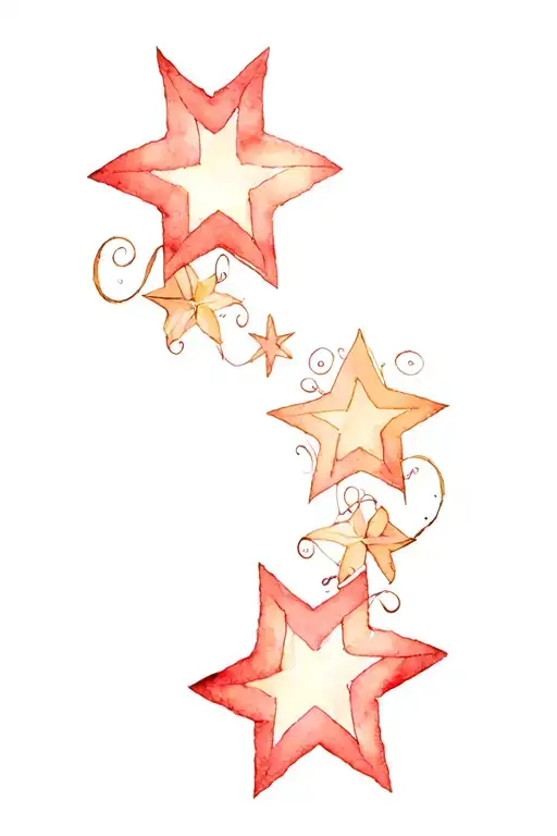 Traditonal Outline Stars With Scrolls For Female Half Sleve