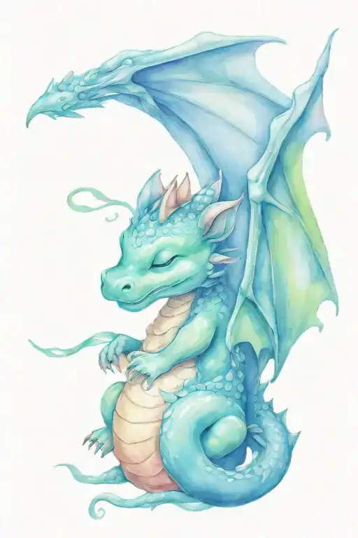 Cute Sleeping Baby Dragon