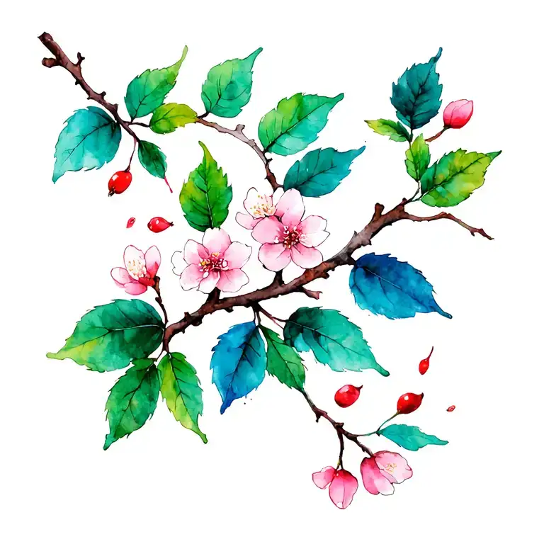 Cherry Blossom Branch Dropping Leaves