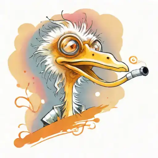 Cartoon Style Big Eyes Ostricj Smoking A Bong