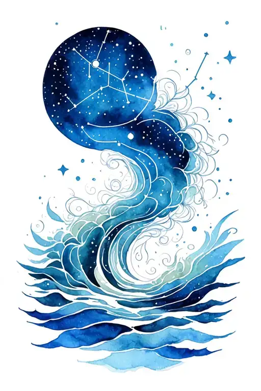 Virgo Constellation And Water Waves