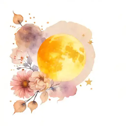 Full Moon With Stars Around It With A Semicolon