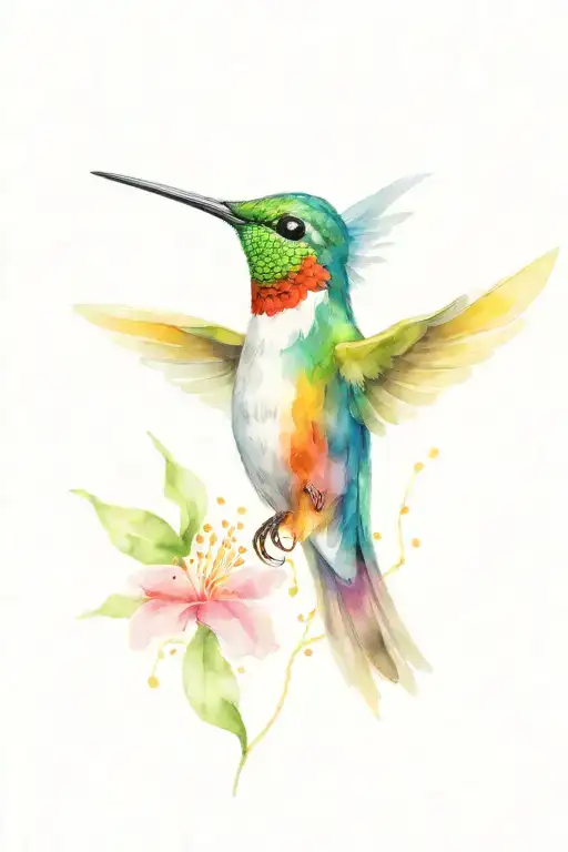 Hummingbird Surrounded By Flower