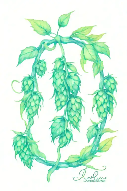 Hops Vines With Barley Grains And Water