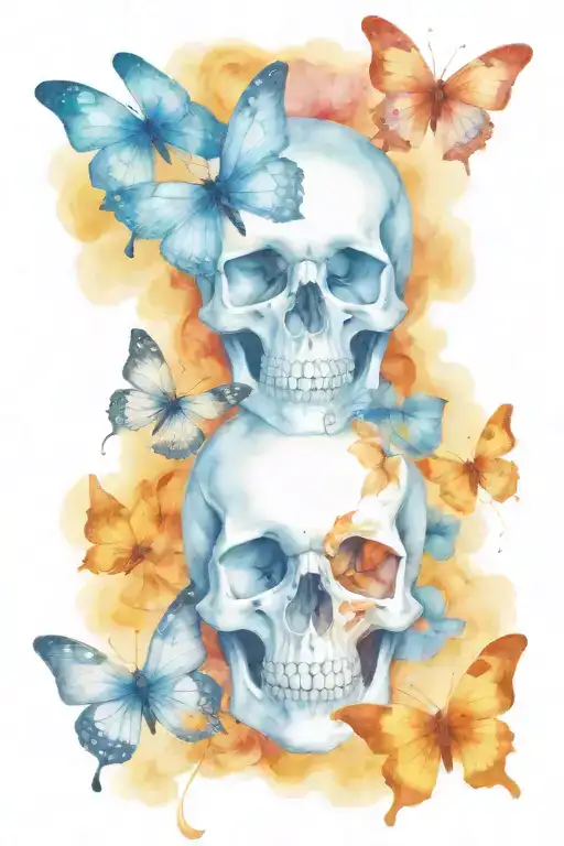 Butterflies In Skull Design Featuring