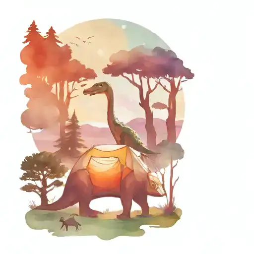 Dinosaure Camping Scene