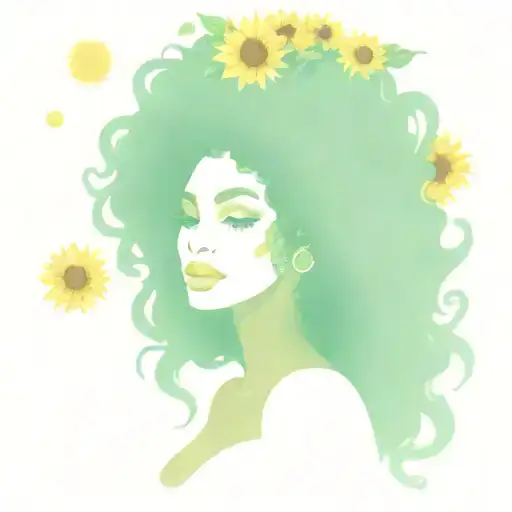 Afro Mermaid With Sunflowers