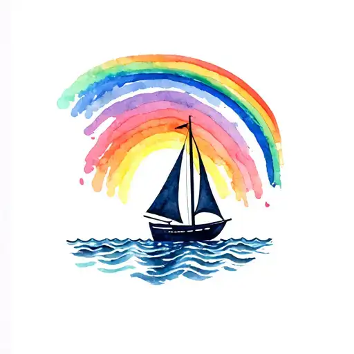 Sailboat And Rainbow