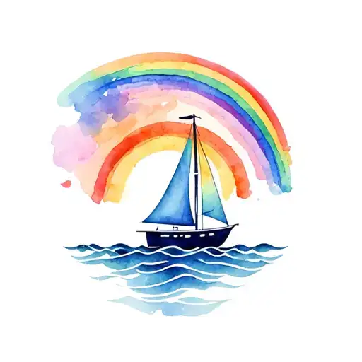 Sailboat And Rainbow