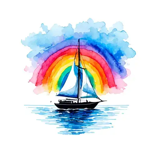 Sailboat And Rainbow