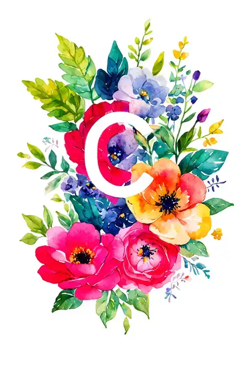 Floral With The Letters Cc