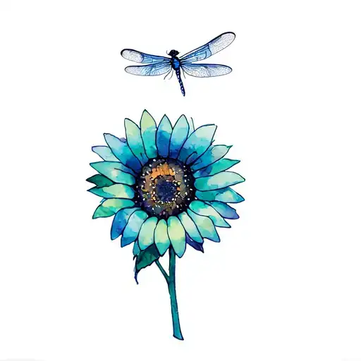 Dragonfly Landing On A Sunflower