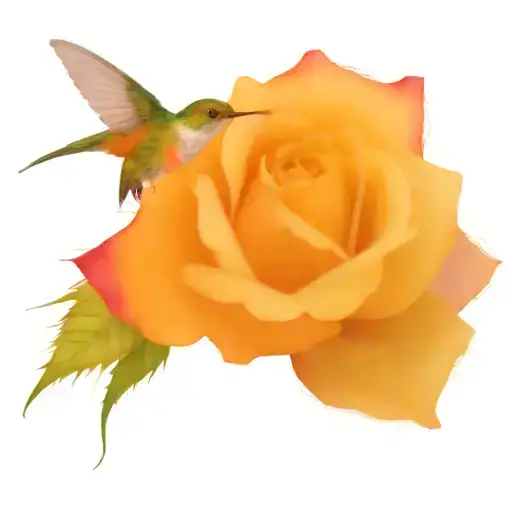 Flower Rose With A Hummingbird Flying In A Stain
