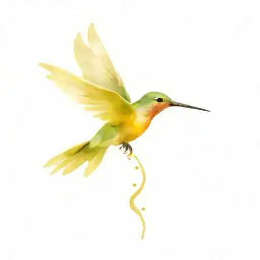 Flower Rose With A Big Hummingbird Flying In A Stain Of Water