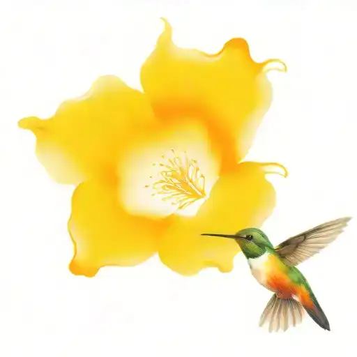 Flower Rose With A Big Hummingbird Flying In A Stain Exploted