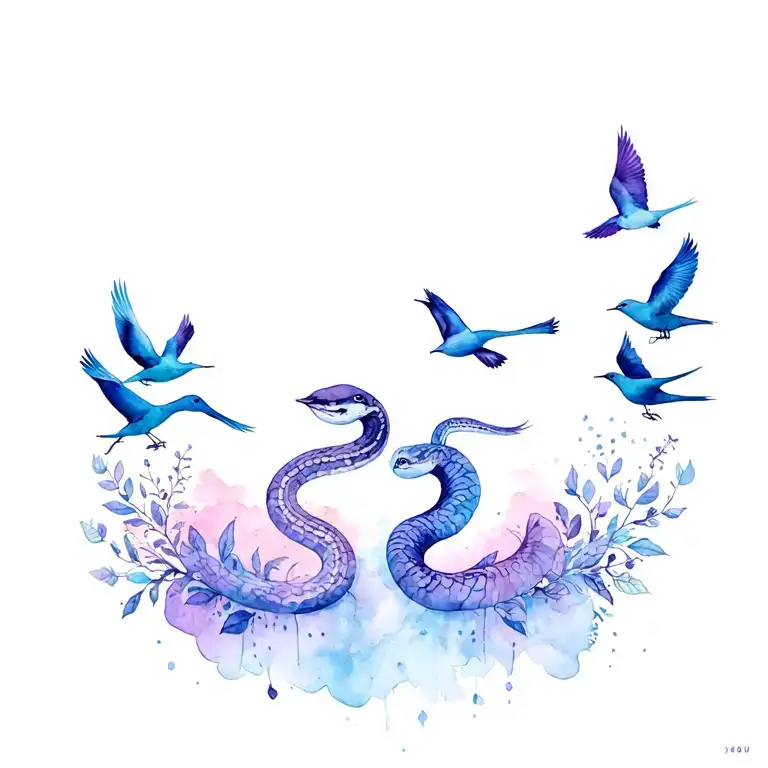 Birds Going Down My Spine In A Row With A Snake In The Middle