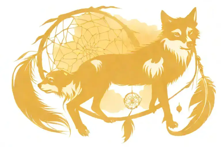 Dream Catcher With Wolves Howling Moon