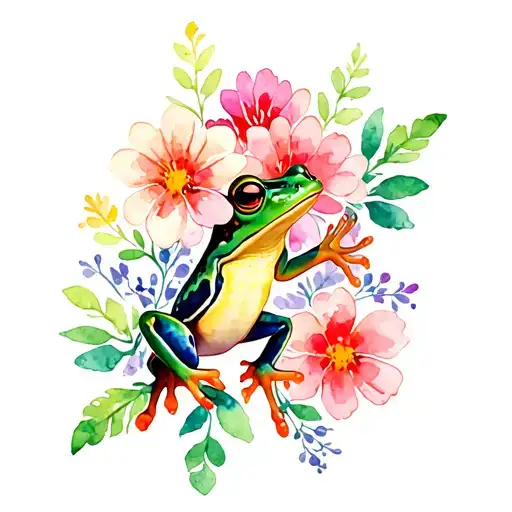 Frog And Flowers