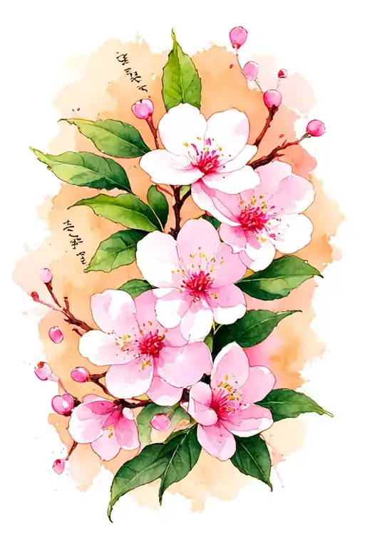Cherry Blossom Flowers With Script