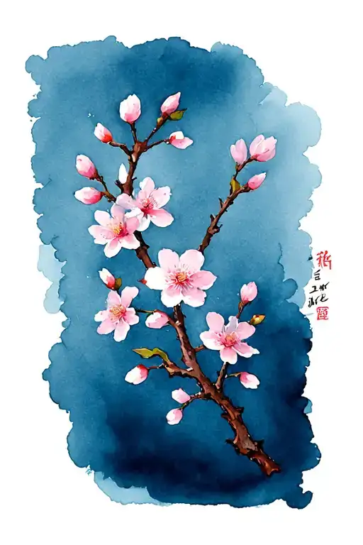 Cherry Blossom Flowers With Script Writing
