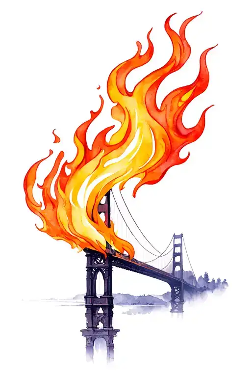 Burning Bridge With Flames Left Arm