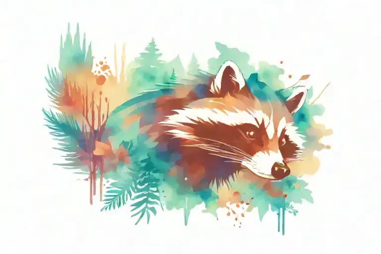 Background Raccoon In Forest Trees Looking