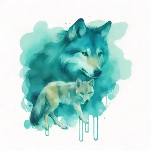 Wolf Protecting Puppy