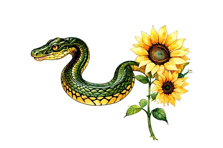 Snake And Sunflower