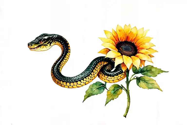 Snake And Sunflower
